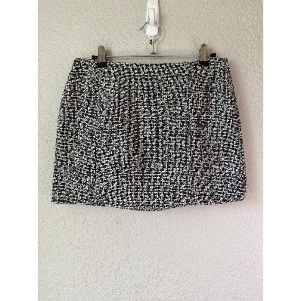 Forever 21 Womens Black White Tweed Boucle Mini Skirt Wool Blend Size S Small